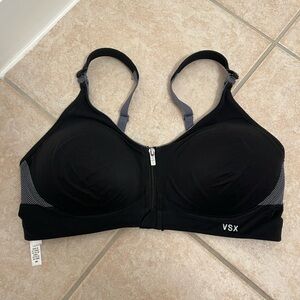 VSX Black High-Impact Sports Bra with Zipper Closure